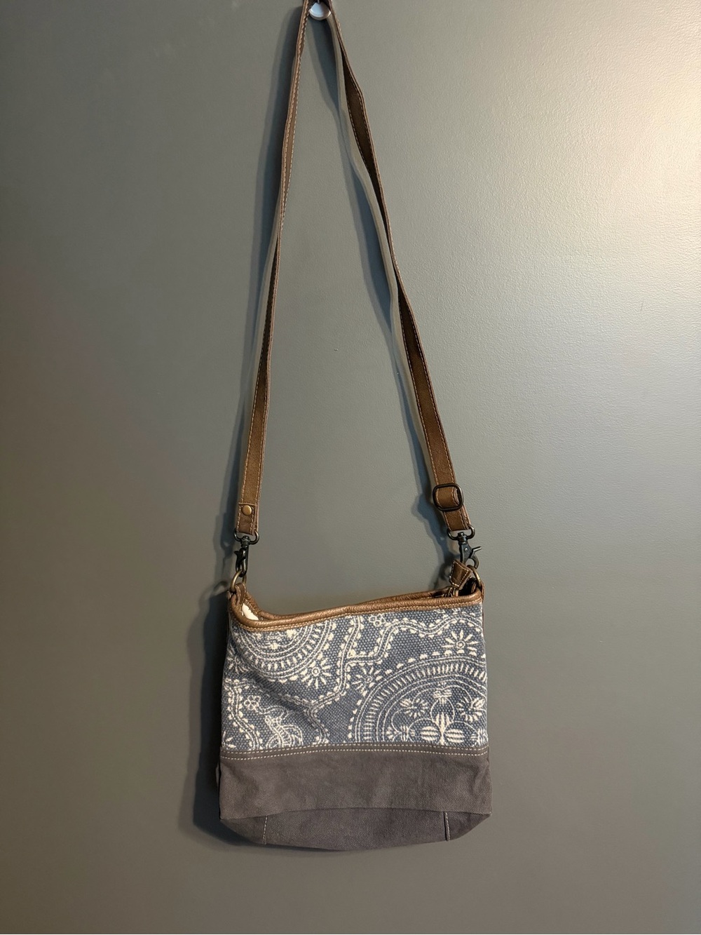 Myra Bag Brown and Gray Paisley Crossbody